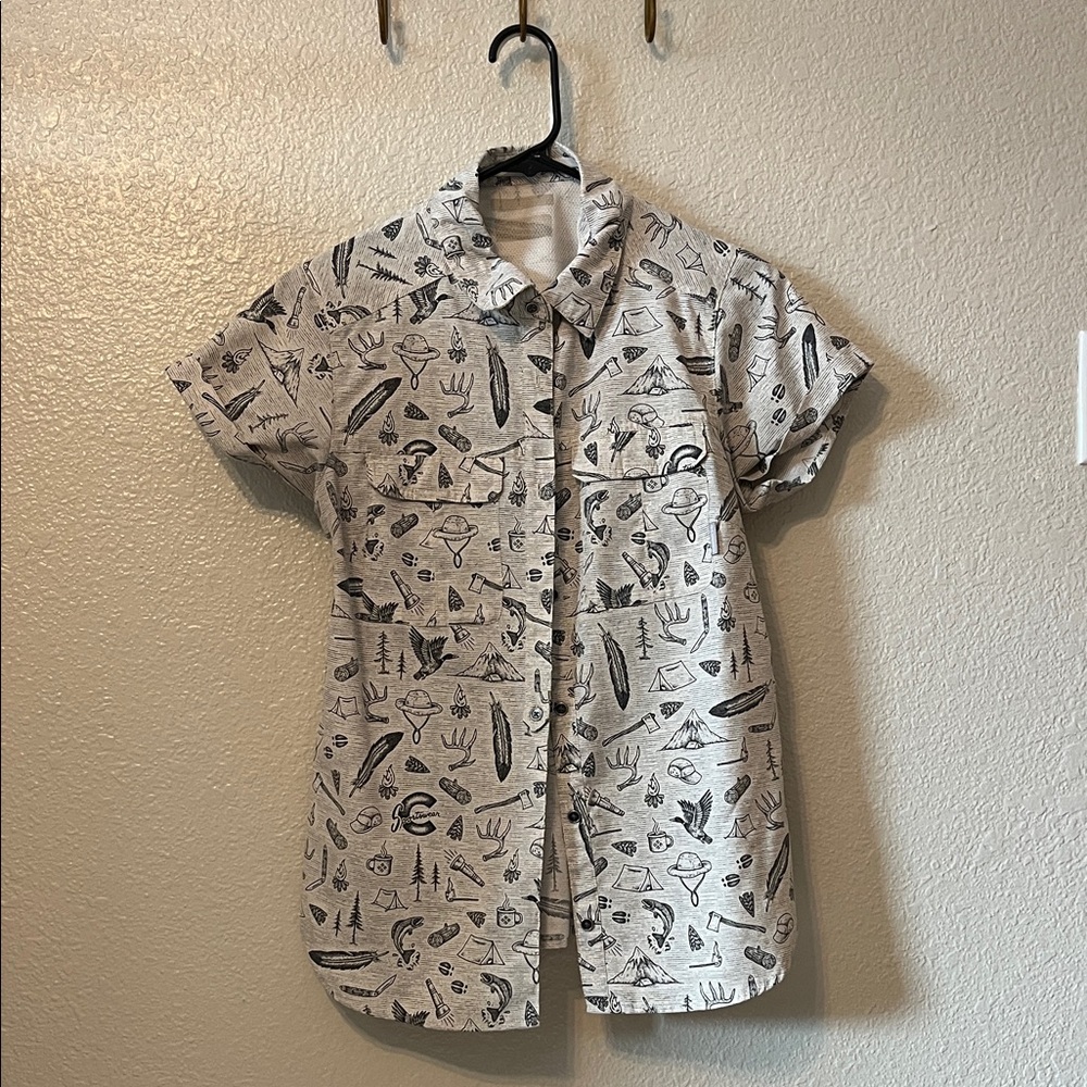 Columbia Sam Larson Gray Patterned Short Sleeve Shirt